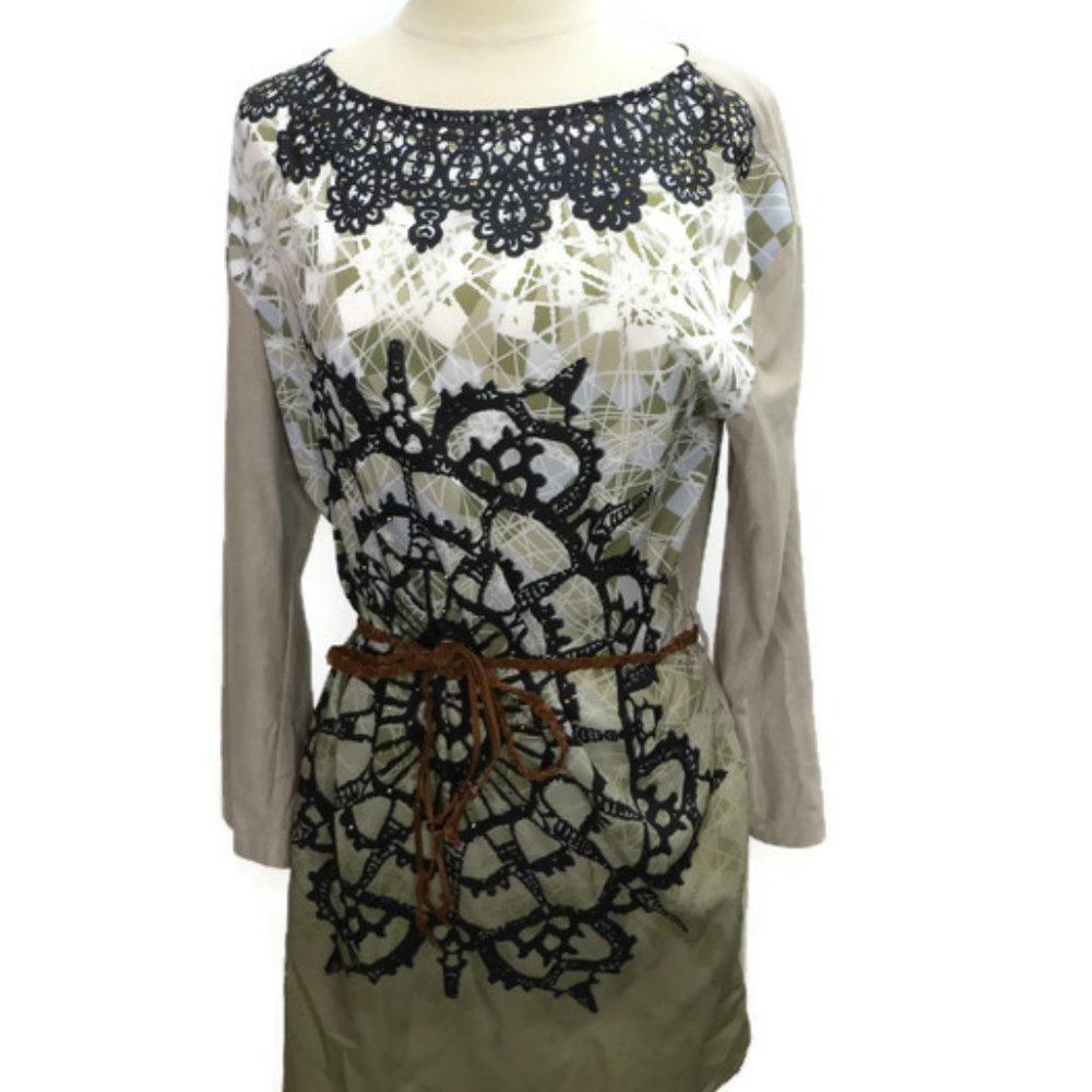 Dress Creme Caramel Size 38/6 Beige Black White